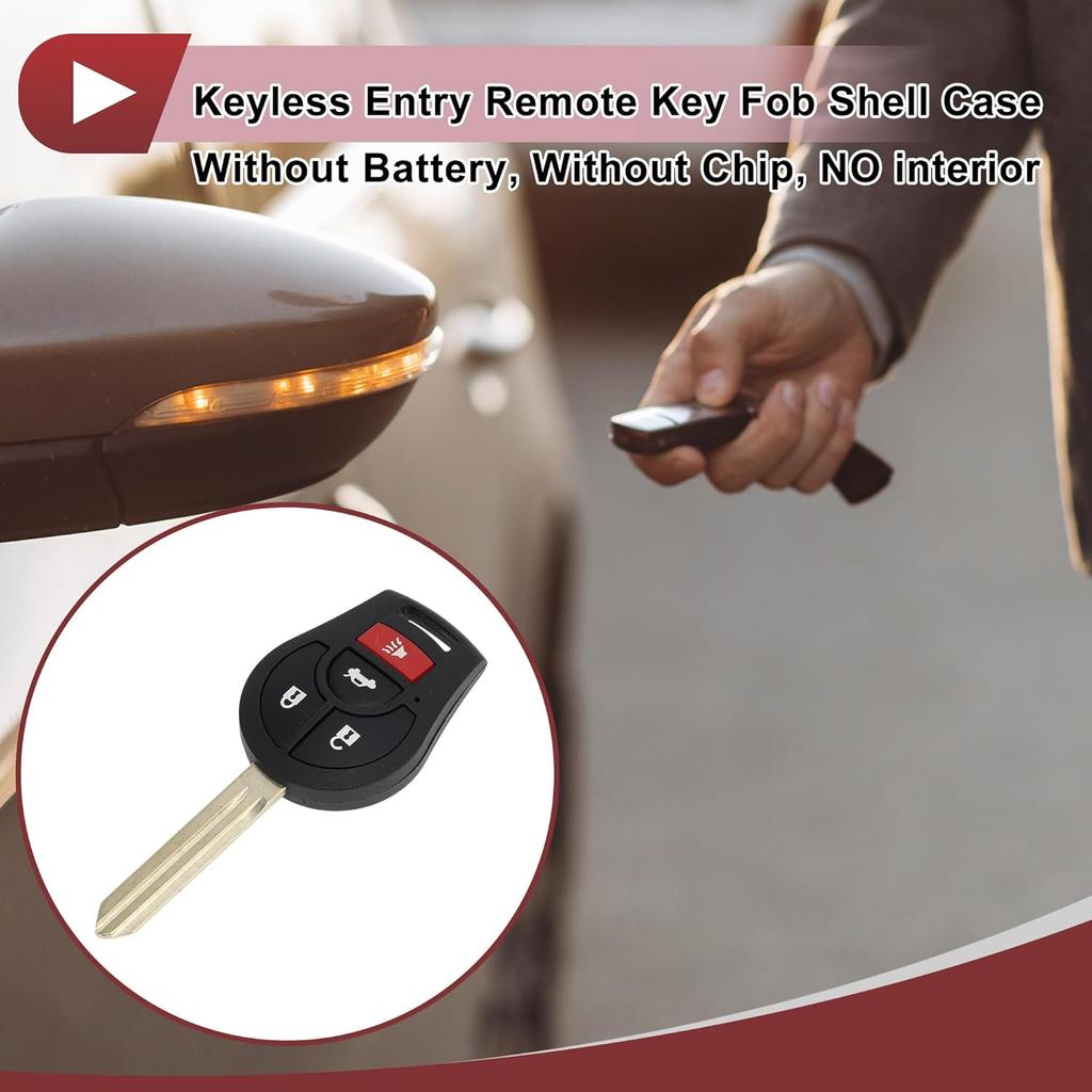 4 Buttons Key Shell Case CWTWB1U75/CWTWB1U816 for Nissan Sentra 2012-2016 for Nissan Versa 2013-2015 Keyless Entry Remote Key Fob Replacement Case