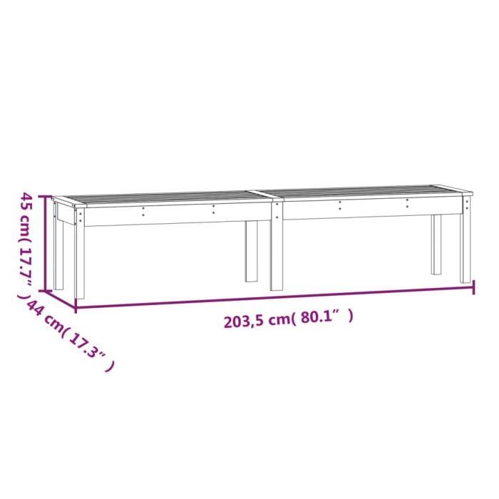 VidaXL Banc de jardin à 2 places 203,5x44x45 cm bois massif de douglas 824023