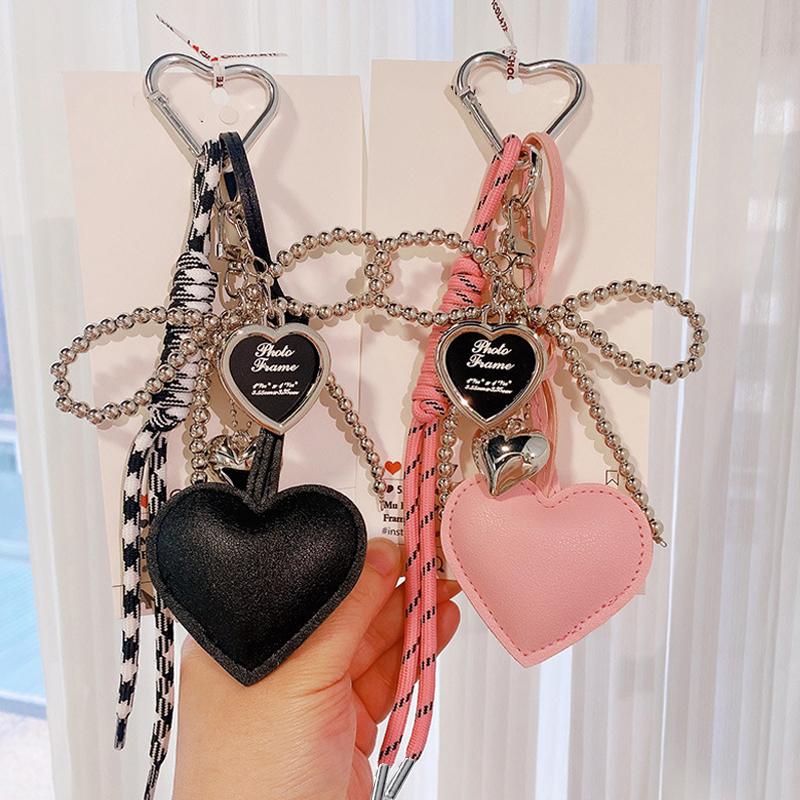Bag Charm Trendy Leather Bow Delicate Beaded Car Key Holder Bag Pendant Decoration For Girls Gift