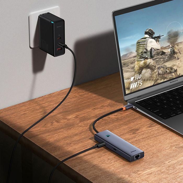 Hub USB-C - Baseus - UltraJoy - 4K@60Hz - 6 Ports - Gris Sidéral
