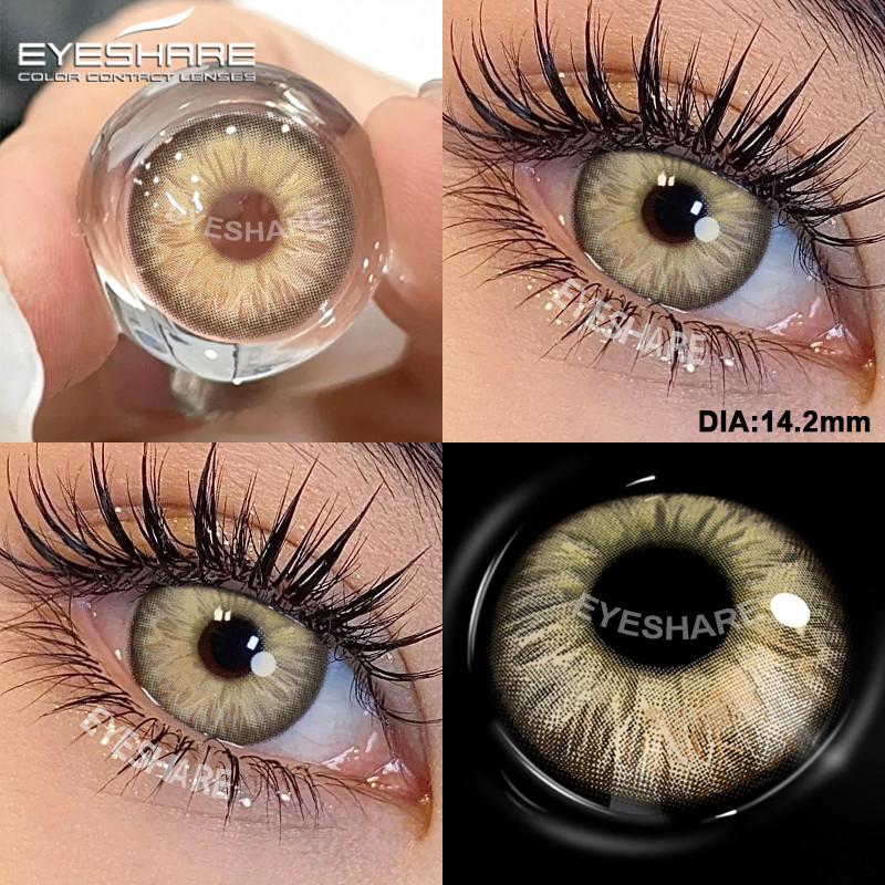 EYESHARE 2pcs Fashion Colored Contact Lenses Cosmetic Natural Pupils Blue Eyes Yearly Use Beauty Makeup