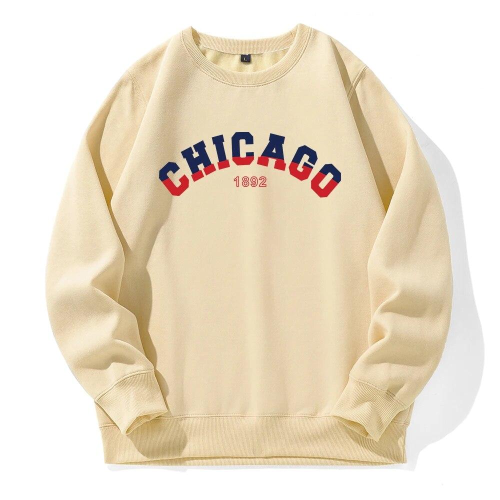 Чикаго 1892 Красный Синий Контрастный Дизайн Толстовка Унисекс Новинка Моды С Капюшоном О-Образным Вырезом Повседневная Одежда Настроить Свободные Толстовки L