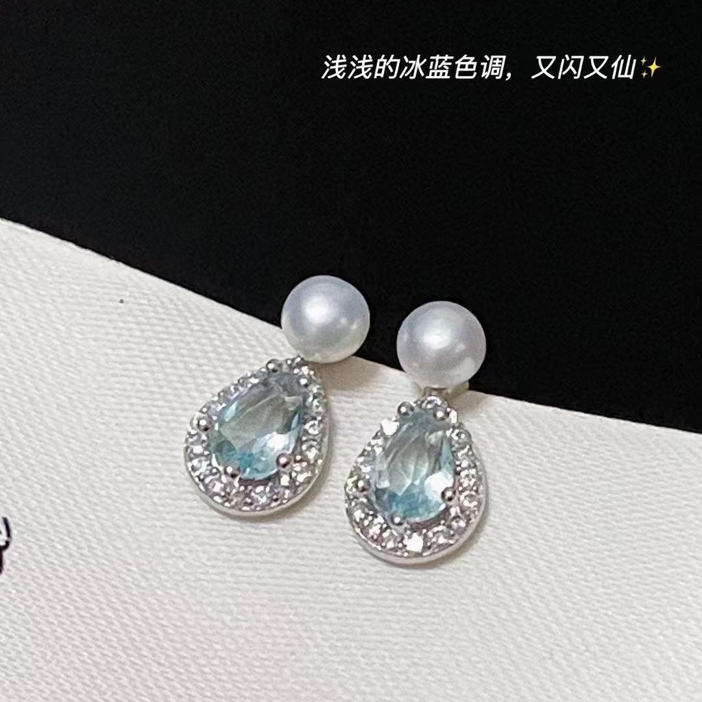 S911 Silver Needle Korean Water Drop Natural Freshwater Pearl Earrings Simple Versatile Light Luxury Temperament Commuter Earrings Women