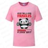 Funny Panda Gym Print T-Shirt Summer Tees for Men Women O-neck Casual Short Sleeve Weightlifting Installing Muscles Fashion Tops