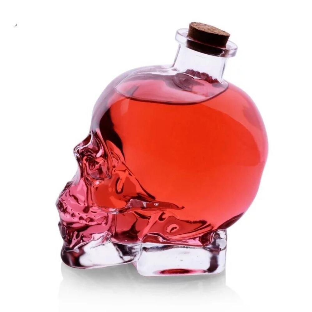 100-750ML Skull Head Cup with Wooden Cork Water Bottle Skull Head Wine Bottle  Halloween Gift