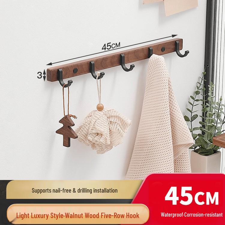 Cuier de perete din lemn de fag cu cârlige pentru haine și pălării: Instalare fără găurire pentru intrare, hol sau dormitor.