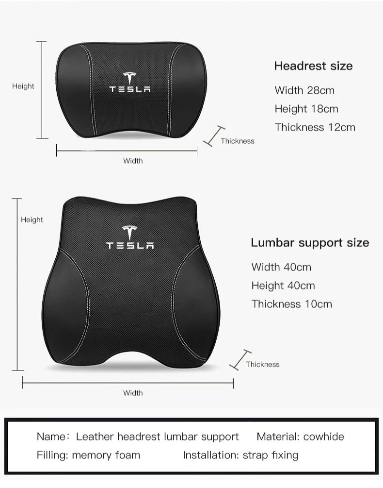 Support de tête de siège auto Coussin lombaire Appui-tête pour SUV Oreiller de cou Pour Tesla Model-3 Model-S Model-X Model-Y Cybertruck Roadster