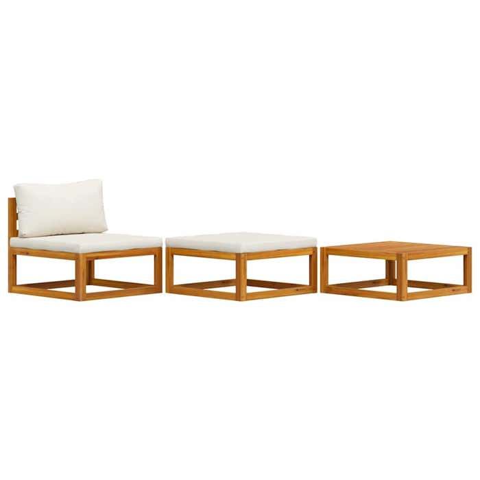 Maison Exclusive - Salon de jardin 3 pcs avec coussins crème Bois d'acacia solide