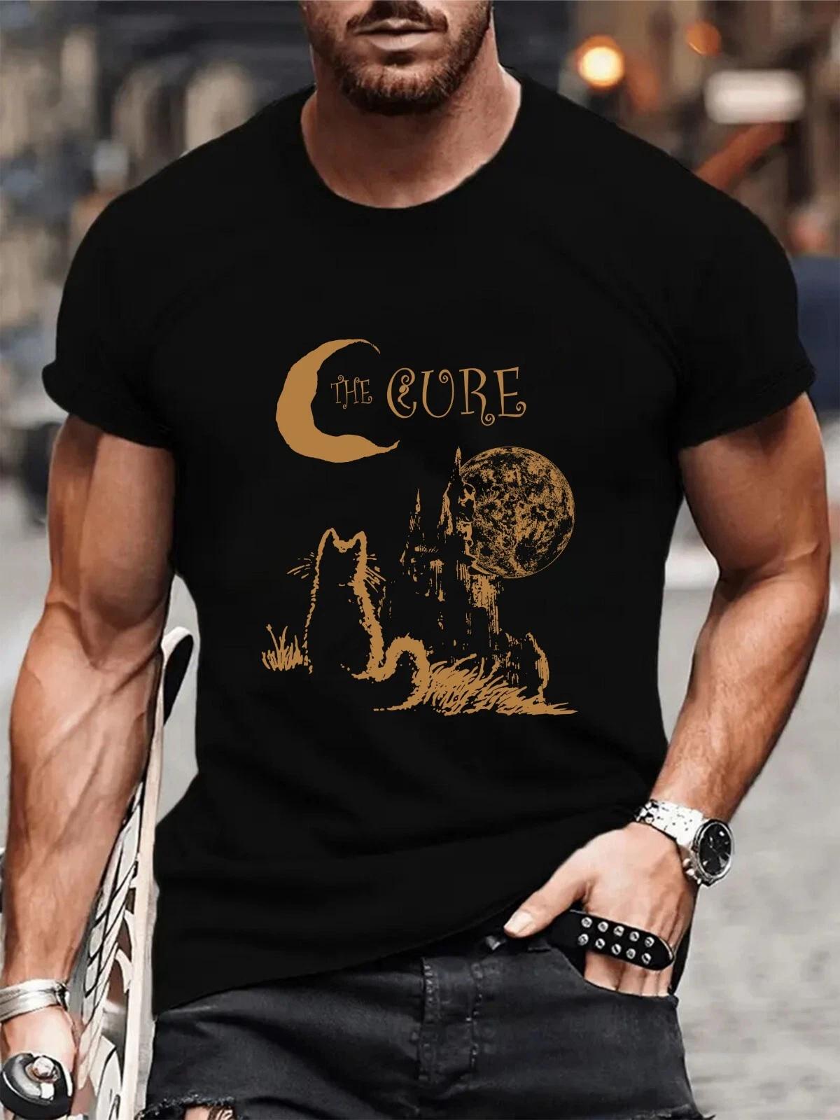 The Cure Cat 100% Cotton T-shirt Mens Tees Top Unisex 90s Alt Indie Rock Band Vintage Graphic Tee Top 4XL