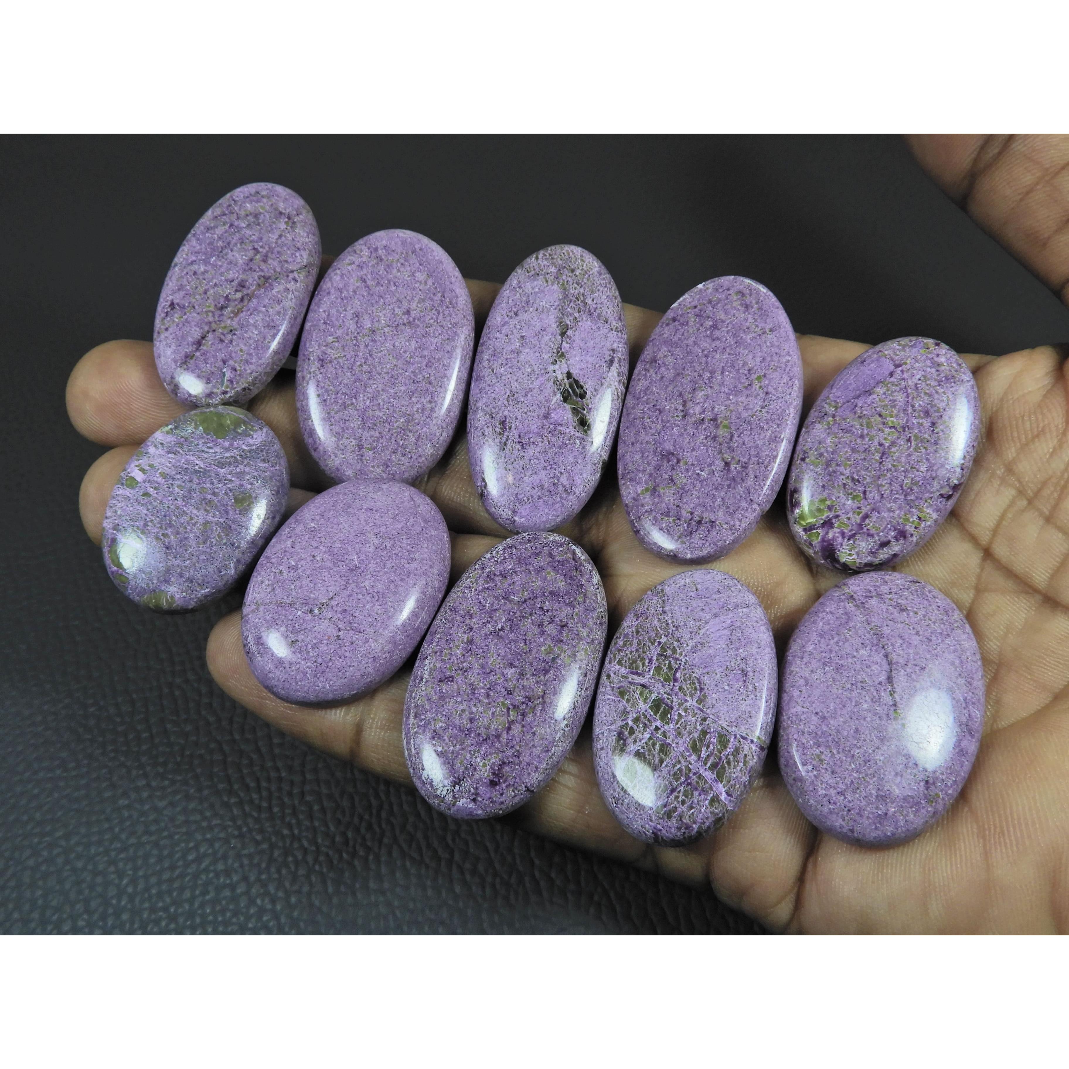 10Pcs Natural Stichtite Oval Shape Cabochon Loose Gemstone 343 Cts. Lot C-2979
