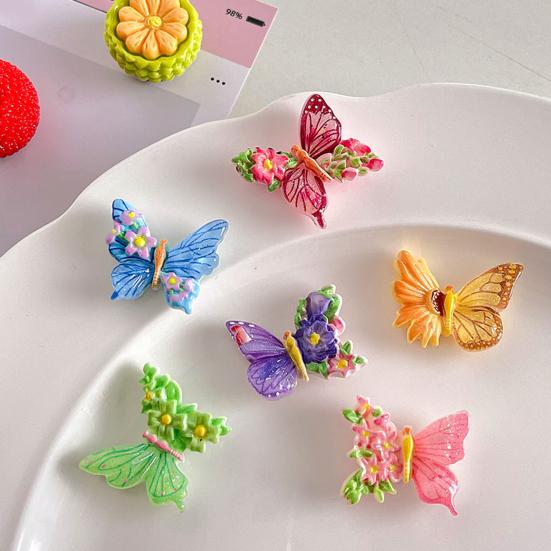 6Pcs Resin Butterfly Refrigerator Magnet 3D Flower Butterfly Fridge Magnet Home Kitchen Office Whiteboard Locker Magnetic