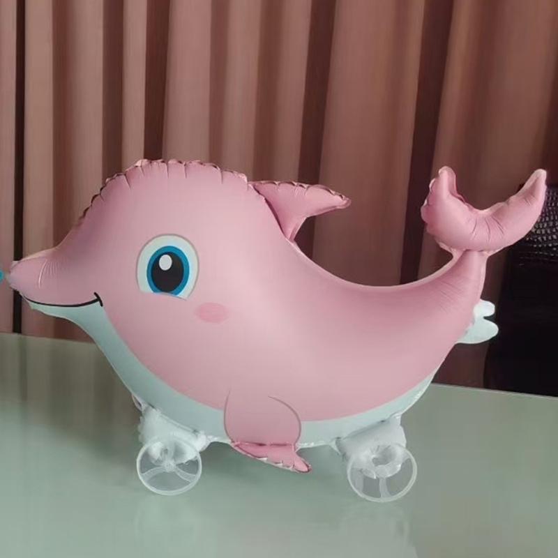 4D Cartoon Foil Balloons Elephant Stand Walking Balloon With Wheel For Kids Birthday Party Decoration Baby Shower