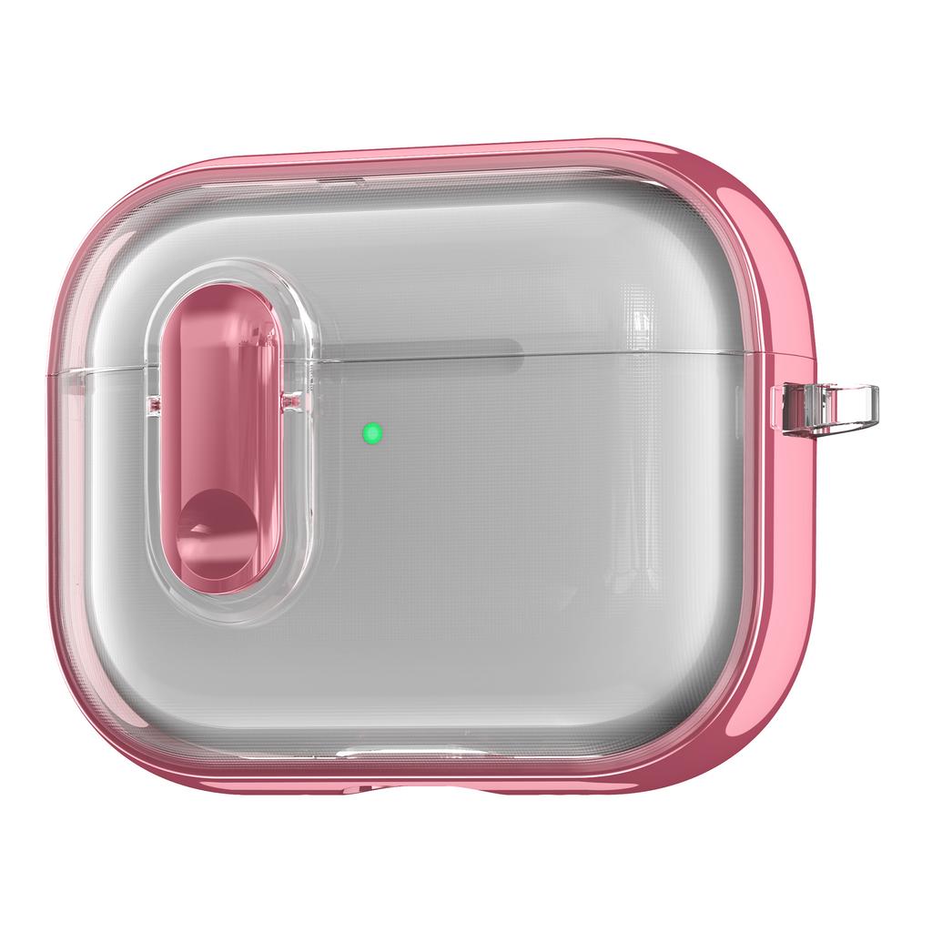 For AirPods Pro 3 Case Clear Electroplated TPU PC Earbuds Cover with Lock Clasp / Carabiner