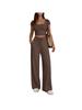 2026 Spring/Summer European & American Women's Casual Slim-Fit Two-Piece Set - Short Sleeve & Long Pants