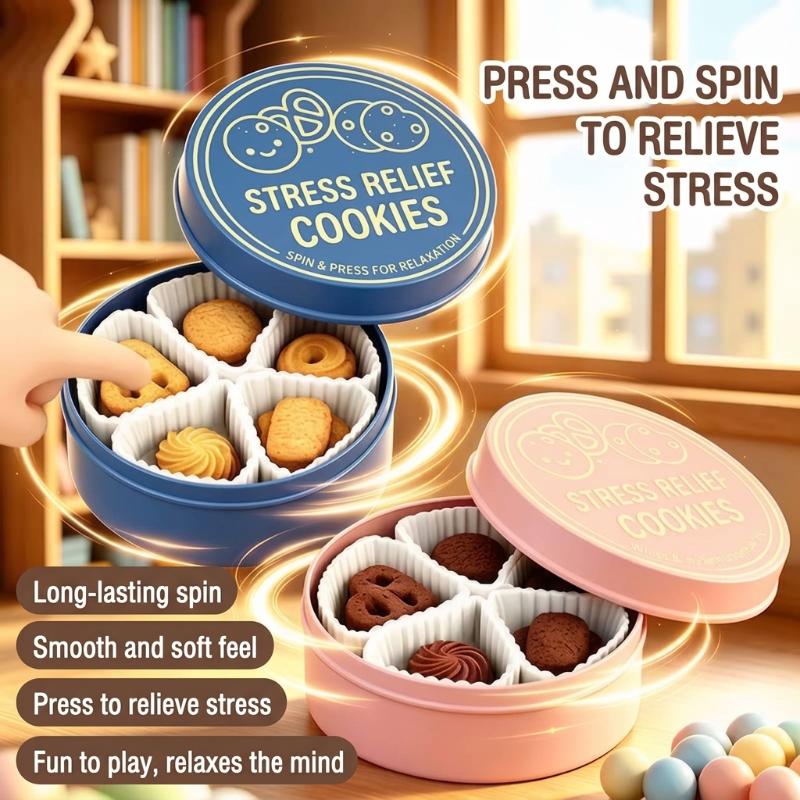 Portable Cookies Box Decompression Toy Built-in Keyboard Shaft Biscuit Button Sensory Fidget Toy for Autism Kids Anxiety Relief