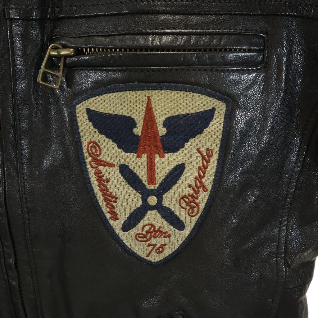 AVIREX Patched Goat Leather Jacket L Black Men's Used