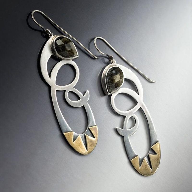 1Pair Retro Geometric Spiral Personalized Earrings European and American Tribal Ethnic Style Earrings Women's Jewelry