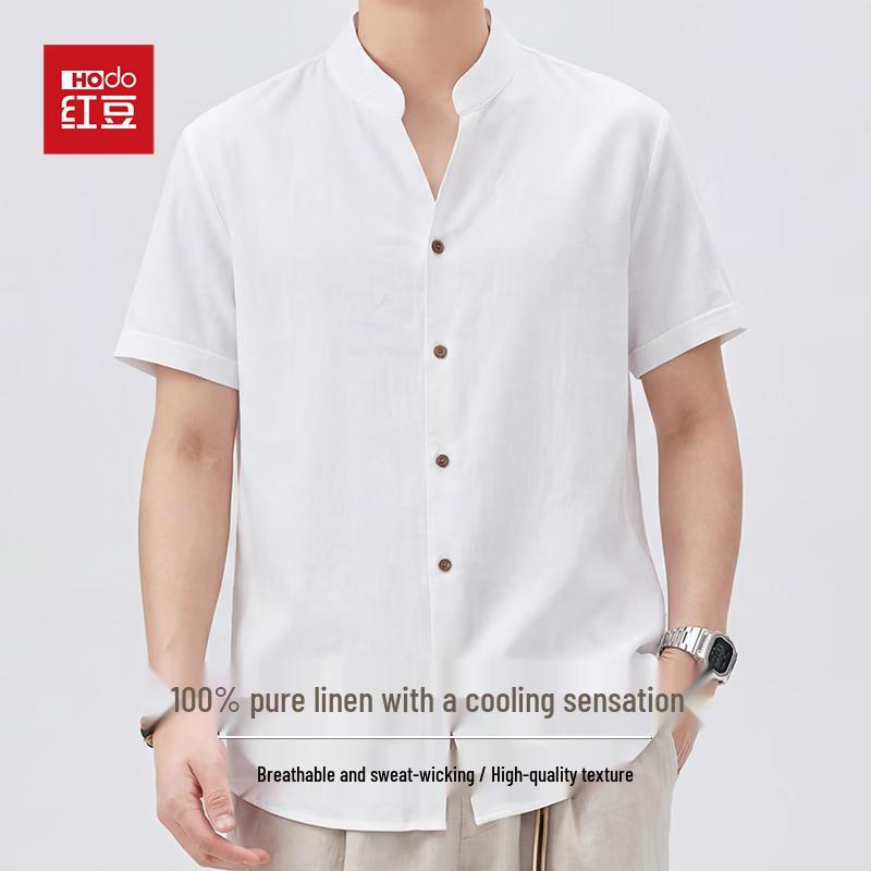 Men s 100% Linen Short Sleeve Shirt 180/XL