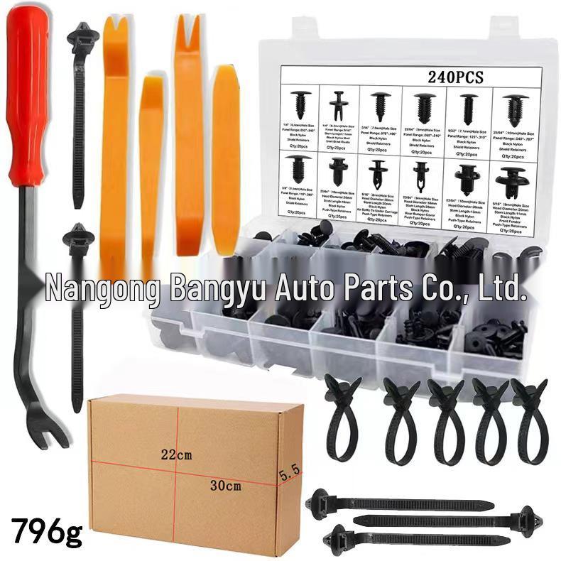 240PCS Universal Car Snap Fasteners - Plastic Clips & Rivets for Ford, Honda - 12 Types