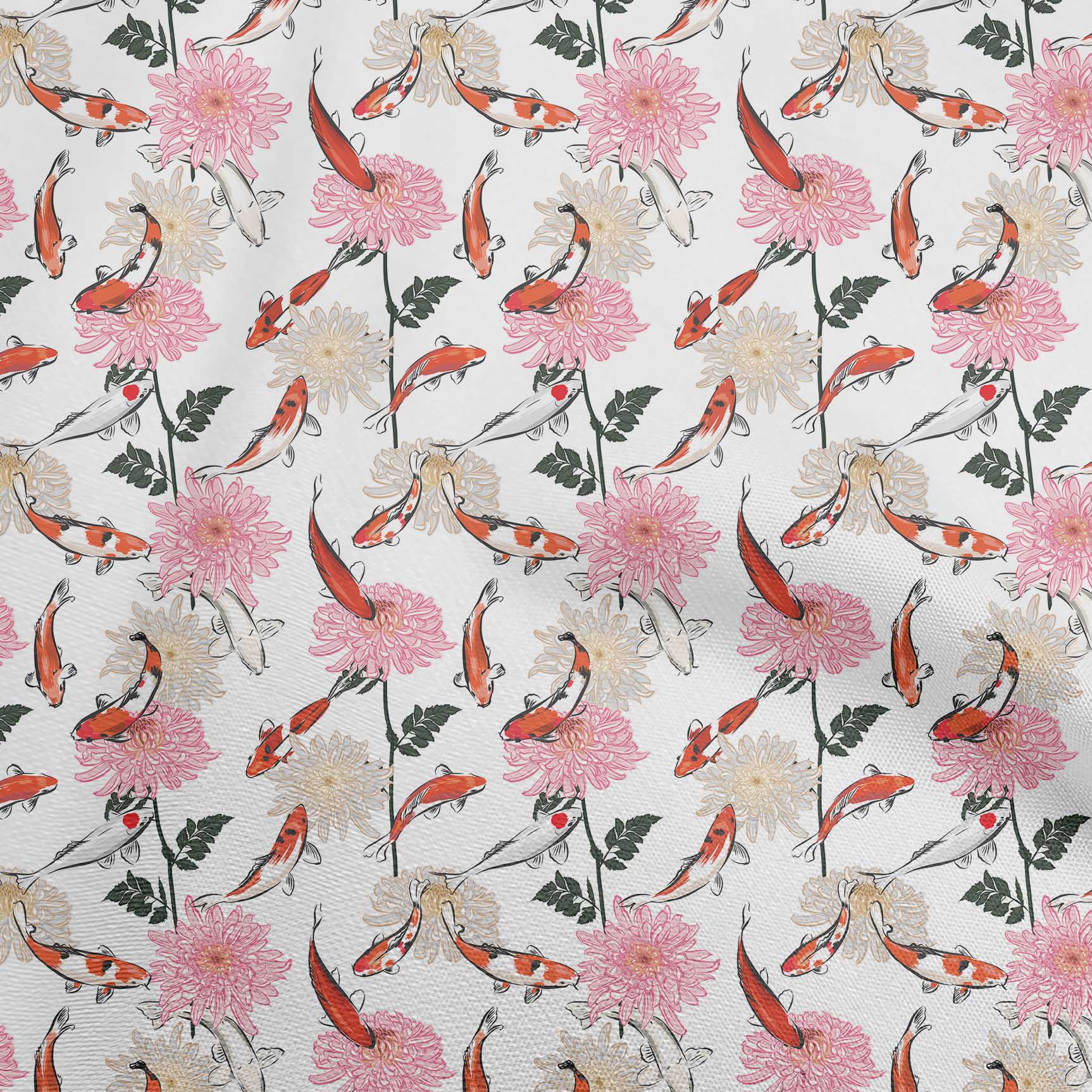 

OneOone Cotton Flex Dusty Purple Fabric Азіатська японська риба коі з тканиною для шиття з квітковим малюнком у дворі Приладдя для шиття одягу своїми руками 40 дюймів 42InchWide-ViscoseChiffon білий