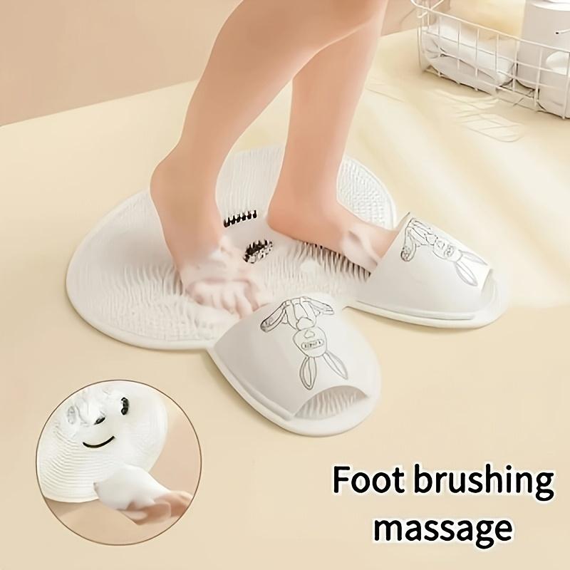Anti-Slip Foot Massage Bath Mat & Exfoliating Foot Body Scrubber, Soft Towel Bath Rug with Back Brush,