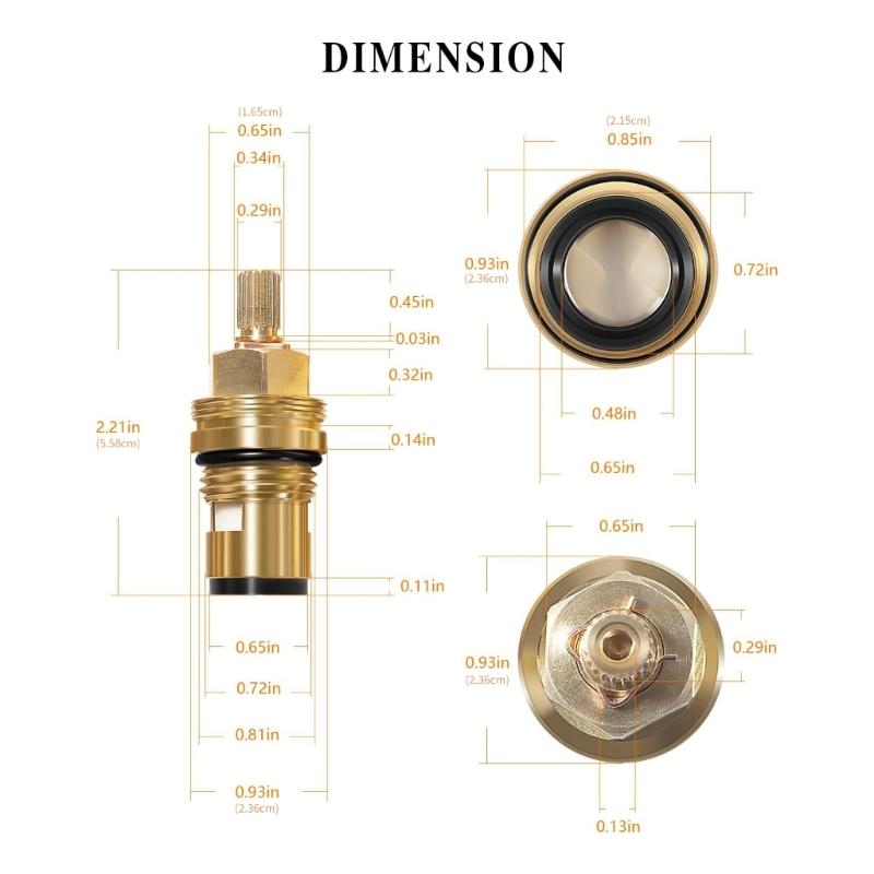 2Pcs Brass & Ceramic Valves Cartridges Replacement 45882000 Simple Installs for Hot & Cold Water Faucets Easy To Install