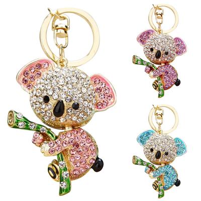 Cute Rhinestone Inlaid Koala Pendant Keychain Car Key Ring Holder Bag Charm