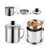 1.8L Stainless Steel Oil Container Oil Strainer Tray Kitchen Cooking Grease Filter Oil Fat