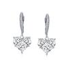 Bridal Anniversary Wedding Romantic 4CT AAA CZ Heart Shape Cubic Zirconia Cut Invisible Lever Back Earrings for Women Girlfriends Sterling Silver .925