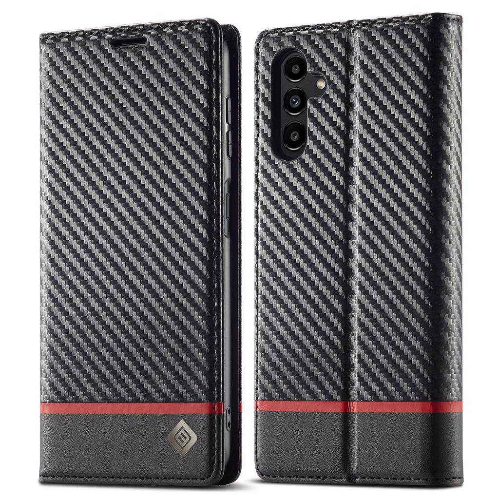 LC.IMEEKE For Samsung Galaxy A15 5G/A15 4G Phone Case Carbon Fiber Texture Shell PU Leather Cover