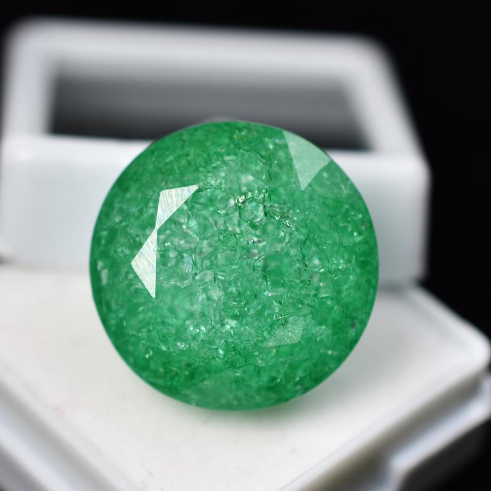 

Excellent Round Cut 10 Ct Gemstone Natural Green Emerald Certified 12 mm approx. зелений