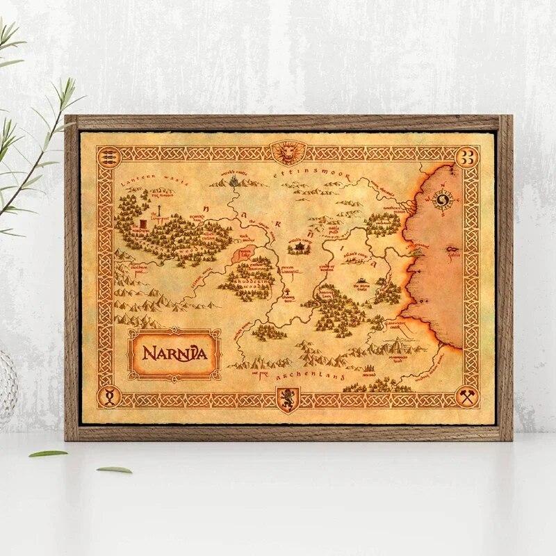 Plagát mapy Narnie Chronicles Of Narnia Výtlačky Vintage štýl Fantasy mapy Nástenné umenie Obraz Obraz na plátne Domov Izba Nástenná dekorácia