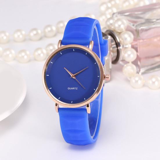 Studentské křemenné hodinky Kulatý ciferník Nastavitelný silikonový řemínek Candy Barva Bez zpoždění Kontrola času Vysoká přesnost Dámské denní náramkové hodinky Seznamka