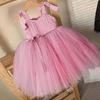 Summer Baby Girls Party Dress Kids Bow Fluffy Tutu Gown Flower Girls Blue Dresses Wedding