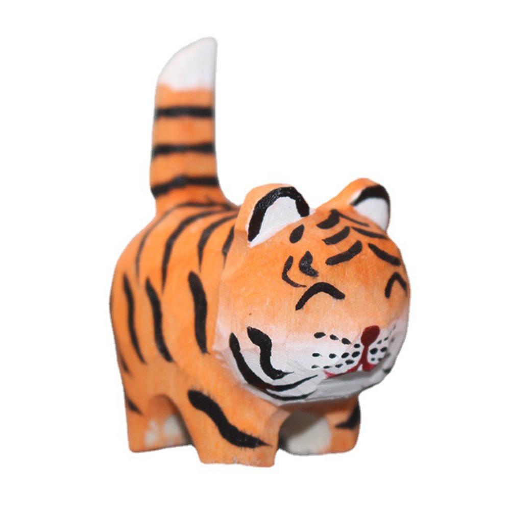

Маленький тигренок, резьба по дереву, милое украшение для дома, животные зодиака, пожелание богатства, удачи, мультяшная деревянная скульптура, украшения для стола