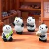4 Pcs Mini Panda Figurine Miniature Cartoon Panda Sculpture Cute Tiny Resin Animal Statue for Shelf Fairy Garden Decor Funny Gift for Panda Lovers