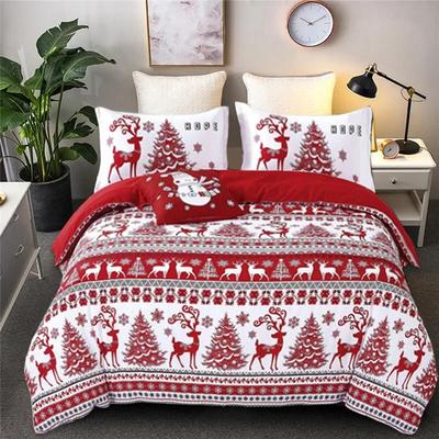 Comforter Christmas Snowflake Red Elk Reineer Tree Queen King Double Bedding Set Twin Single Boys Adult New Year Gift