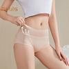 Women Underpants Thin Mesh Patchwork Seamless Mid Waist Butt-lifted Ergonomic Design Fake Butt Padded Butt Enhancer Sponge Hip Pad