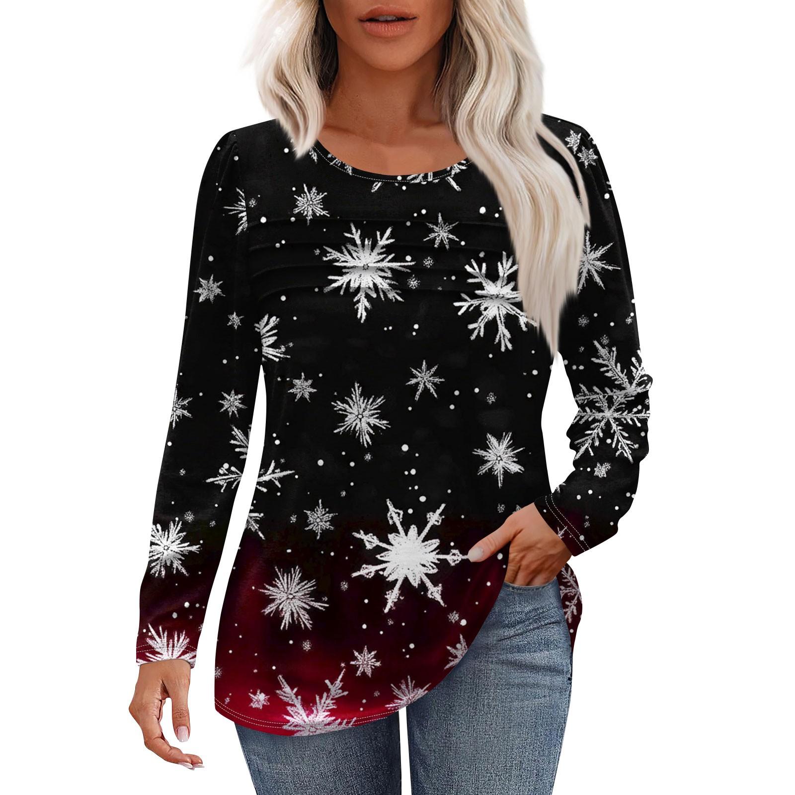 

Женская модная повседневная рождественская футболка с круглым вырезом и длинными рукавами XXXL