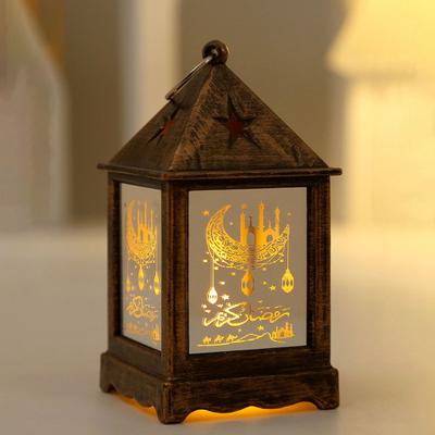 Ramadan-Laterne, LED-Desktop-Lampe im Retro-Stil, einzigartiges Design, batteriebetrieben, dekorative Laterne, hängendes LED-Kerzenlicht