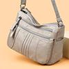 Retro Soft Leather Shoulder Bag Multi Pocket Solid Color Crossbody Bag Perfect for Business Trips Grocery Shopping