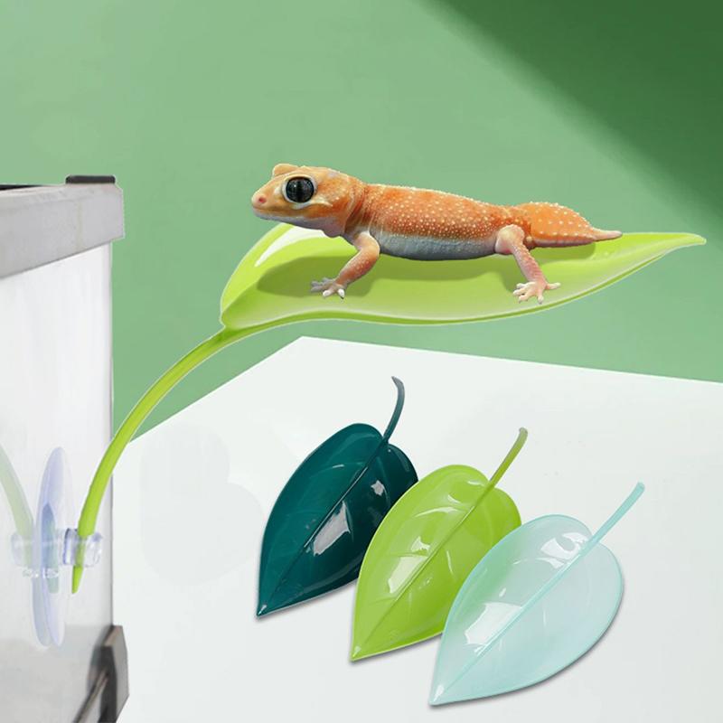 3 Stück Reptilien-Habitat-Blatt mit Saugnapf Frosch Geckos Sonnenplatz Ruheterrasse Simulierte Blätter Terrarium Dekor Zubehör
