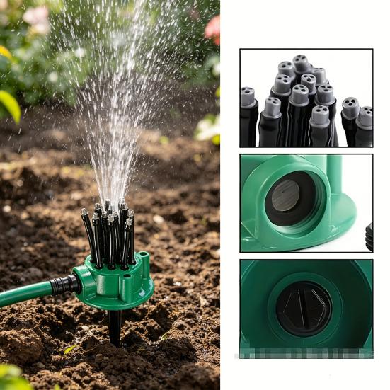 360-Graden Dekking Tuinsproeier, Verstelbare Flexibele Spuitkoppen, Automatisch Roterende Grassproeier, Tuinslang Sproeier met Steekvoet voor Gazon
