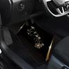 4pcs Golden Floral Print Car Floor Mats Set, Front And Rear Carpets, Fashionable Interior Protection For Cars, Trucks, SUVs, All