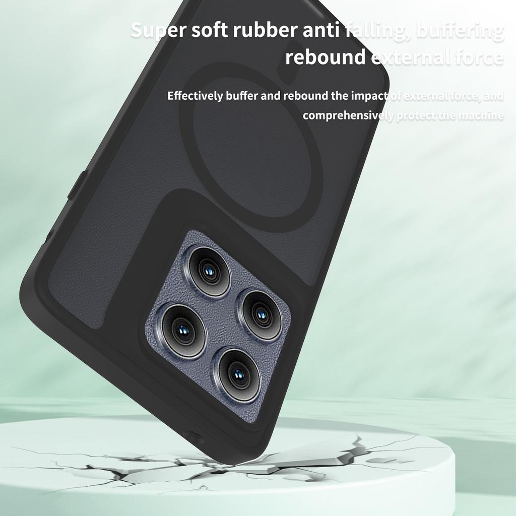Magnetický kryt na telefon s pocitem kůže pro Motorola Edge 2025 Gen 6 5G Magsafe Bezdrátové nabíjení TPU rám Zadní kryt z tvrdého plastu Fundas
