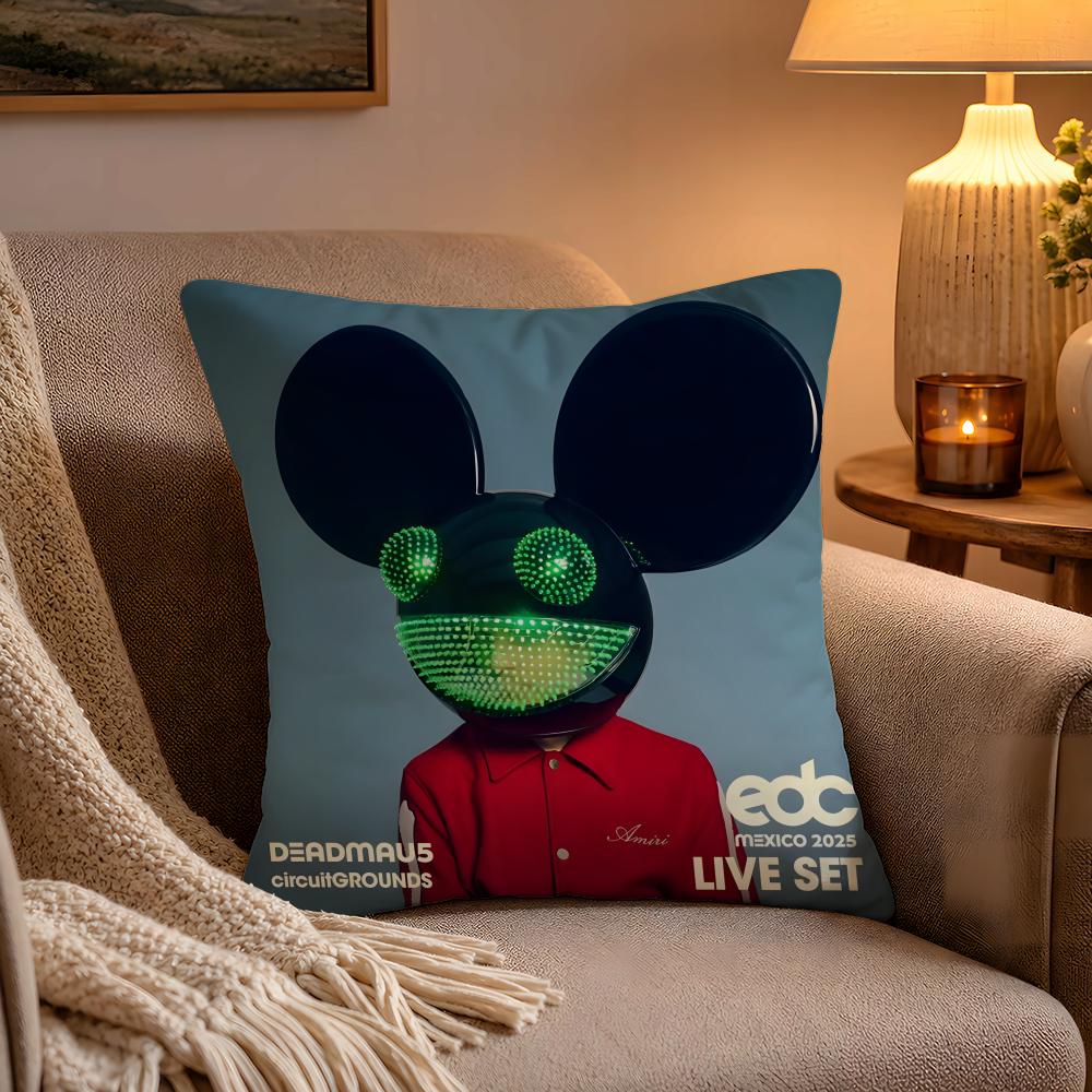 DDeadmau Singer Cushion Cover Soft Plush Cushion Cover Double Print And Invisible Zipper For Sofa Home Car Use 30x30cm