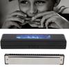 C Key Harmonica 24?Hole Polyphonic Student Adult Beginner Playing Resin Accented Mouth OrganSilver