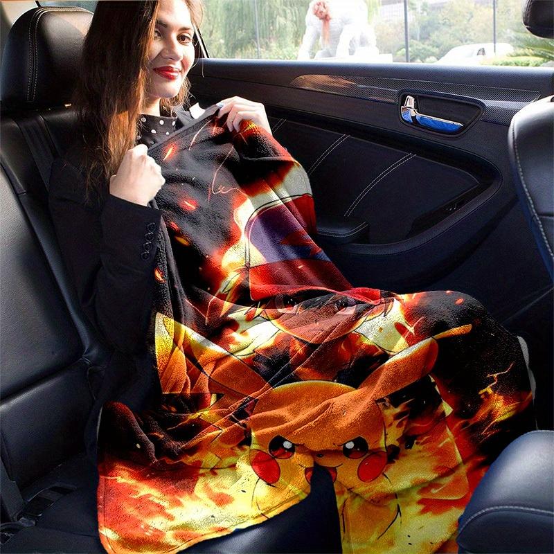 1pc, Pokemon Pikachu & Trainer Blanket, Perfect for Home Decor, Couch Cover, Travel, Camping, Car, Beach, Office Nap, Soft Flannel Throw Gift for Frie