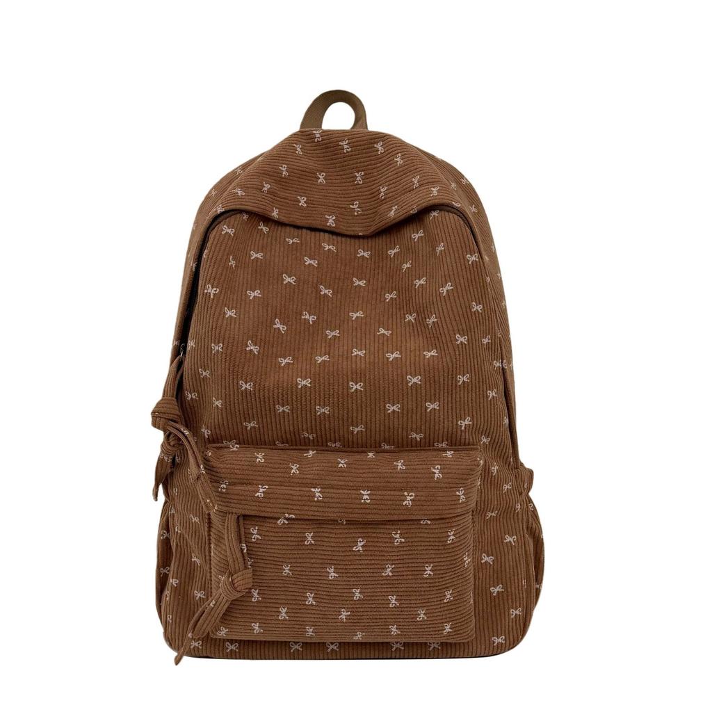 Schoolbag Korean version backpack female large capacity junior high school high school student schoolbag corduroy design sense niche versatile