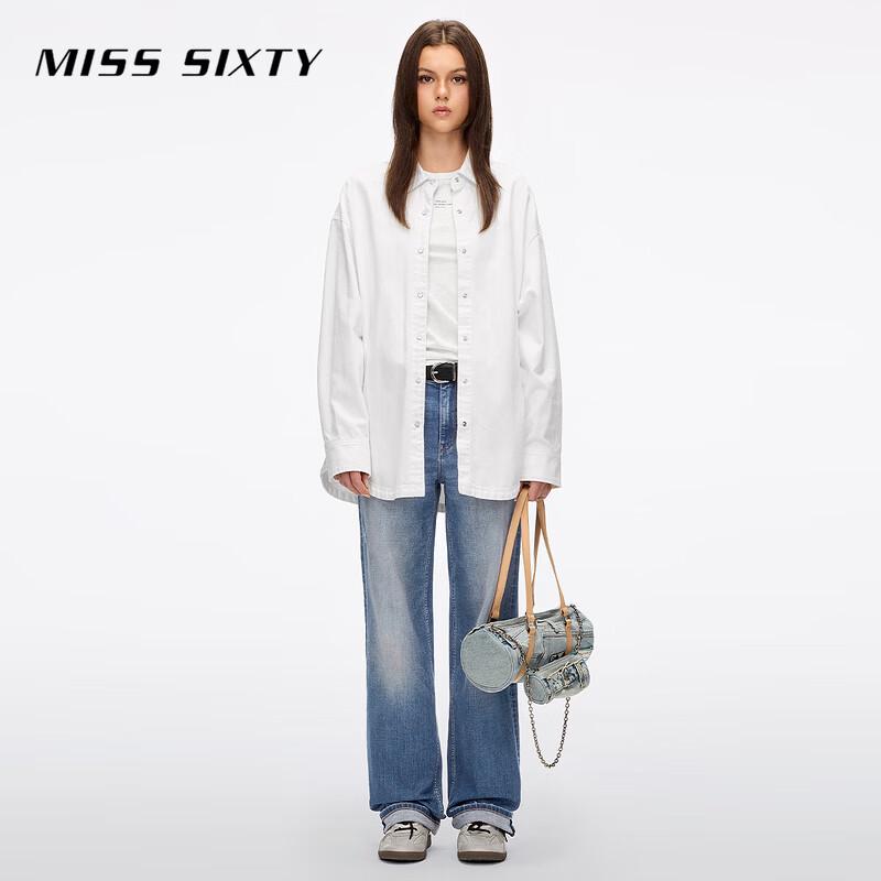 MISS SIXTY Cotton Linen Long Sleeve Denim Shirt